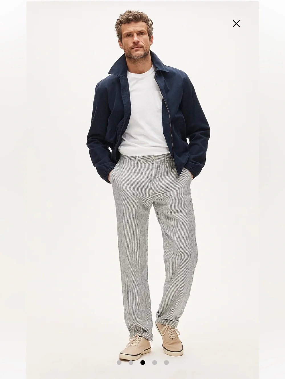 J Crew men’s Classic-fit linen trouser in in Amalfi Blue